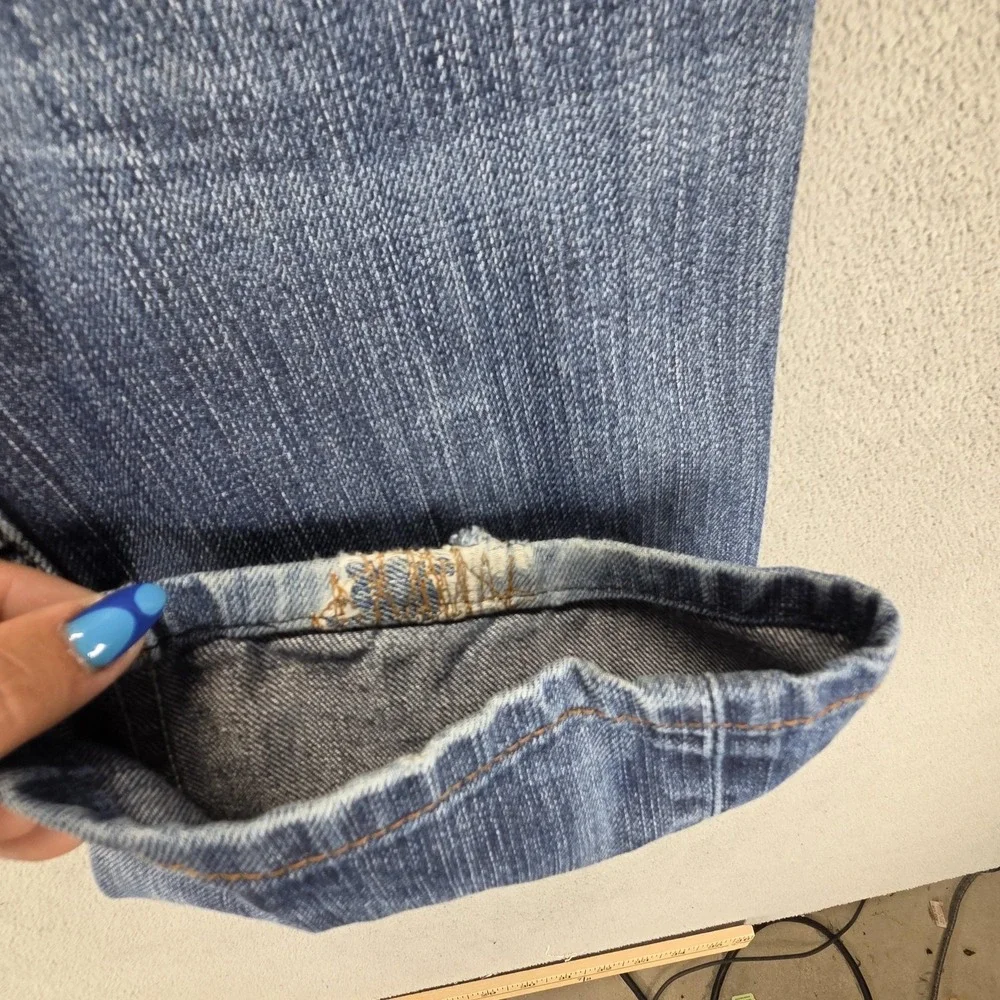 Vintage‎ Levis 504 Jeans Mens Blue Straight Engineered Altered Hem Fits 34x32